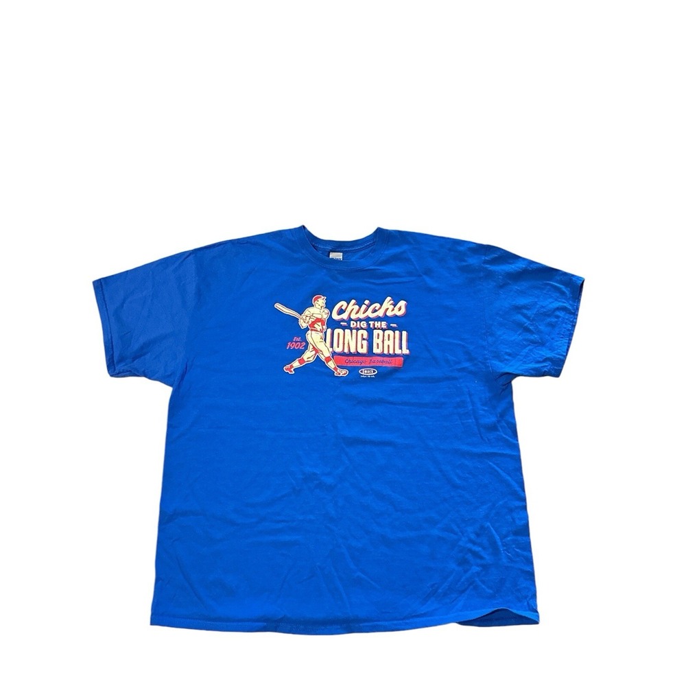 Chicks Dig The Long Ball Chicago Baseball Smack Apparel Blue T-Shirt Unlicensed